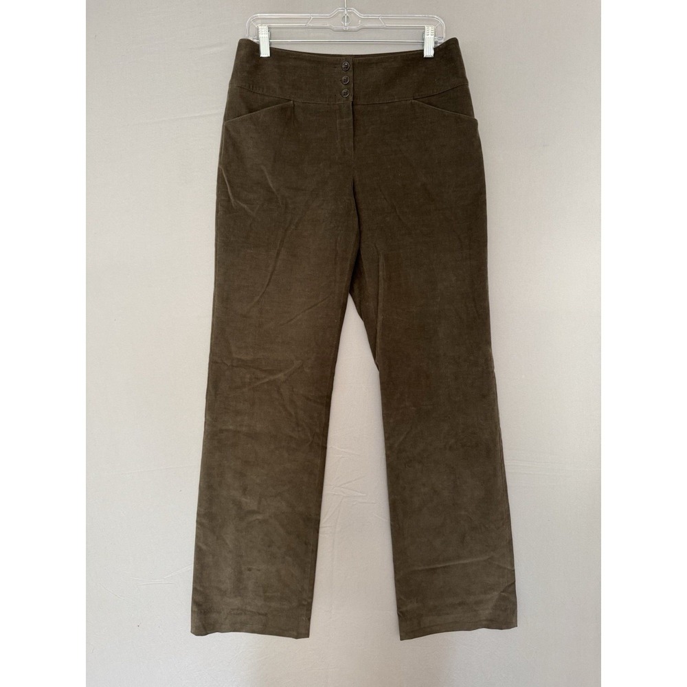 Vintage Armani Corduroy Pants Womens 8 Brown Dress Slacks Straight Leg Italy Y2K